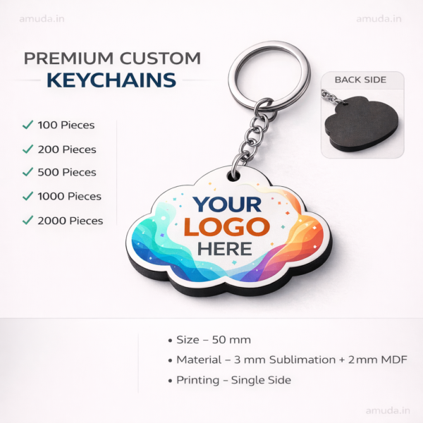 premium custom mdf sublimation keychain | circle, square & logo shape