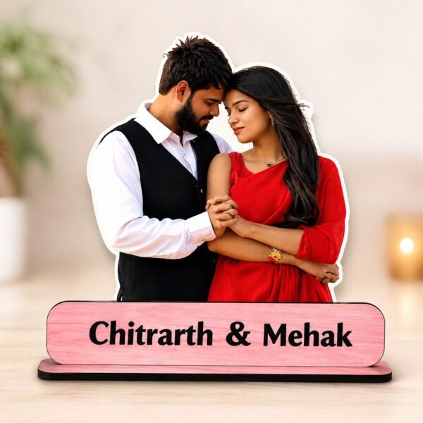 personalized couple cutout table frame with name – custom photo gift