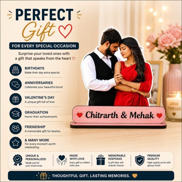 personalized couple cutout table frame with name – custom photo gift