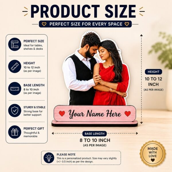 personalized couple cutout table frame with name – custom photo gift