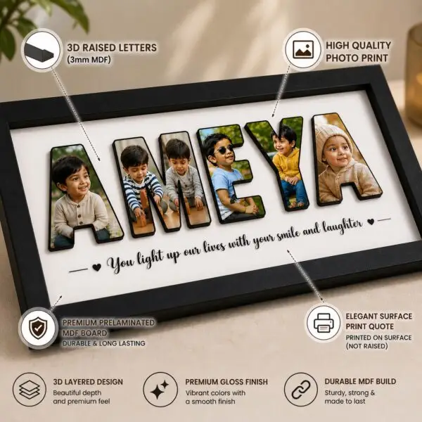 personalized name photo frame (3d letter design)