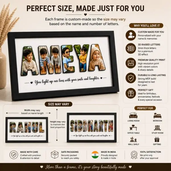 personalized name photo frame (3d letter design)